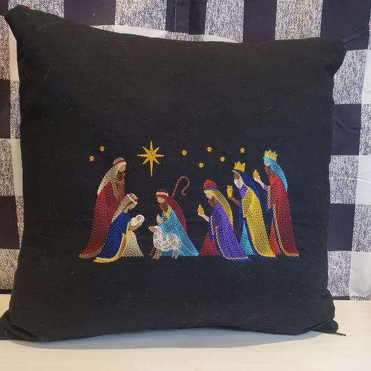Faithful Nativity Pillow Cover