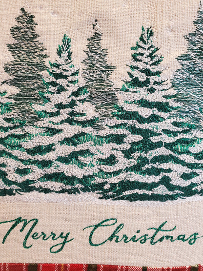 Merry Christmas Pine Trees in Snow Cover