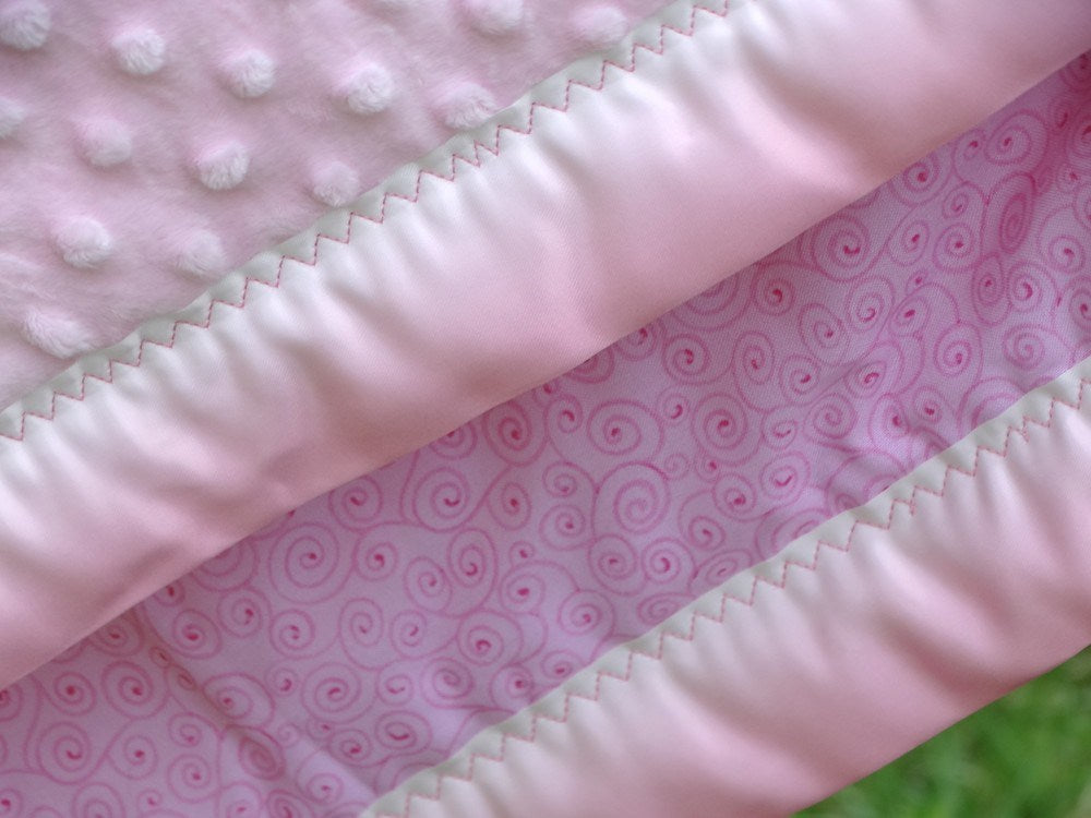 Pink Swirly Print and Pink Minky Blanket