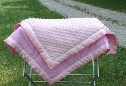 Pink Swirly Print and Pink Minky Blanket