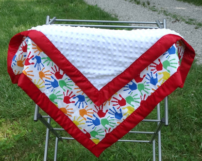 Primary Color Hands Baby Blanket